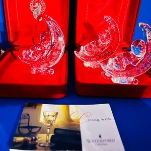 Three [3] 2000 Waterford Crystal Baby's First Christmas Ornaments Mint Condition